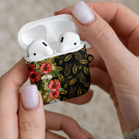 Hawaii Discoverers Day AirPods Case Tropical Hibiscus Glitter Black LT05 - Polynesian Pride