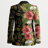 Hawaii Discoverers Day Blazer Tropical Hibiscus Glitter Black LT05 - Polynesian Pride