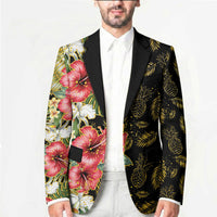 Hawaii Discoverers Day Blazer Tropical Hibiscus Glitter Black LT05 - Polynesian Pride