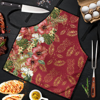 Hawaii Discoverers Day Apron Tropical Hibiscus Glitter Crimson LT05 Crimson - Polynesian Pride