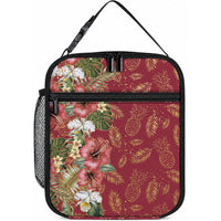 Hawaii Discoverers Day Lunch Bag Tropical Hibiscus Glitter Crimson LT05 10.2 × 8.3 × 4.3 inch Crimson - Polynesian Pride