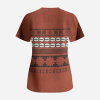 Polynesian Princess Inspired Tapa Pattern Scrub Top