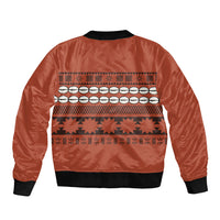 Polynesian Princess Inspired Tapa Pattern Sleeve Zip Bomber Jacket