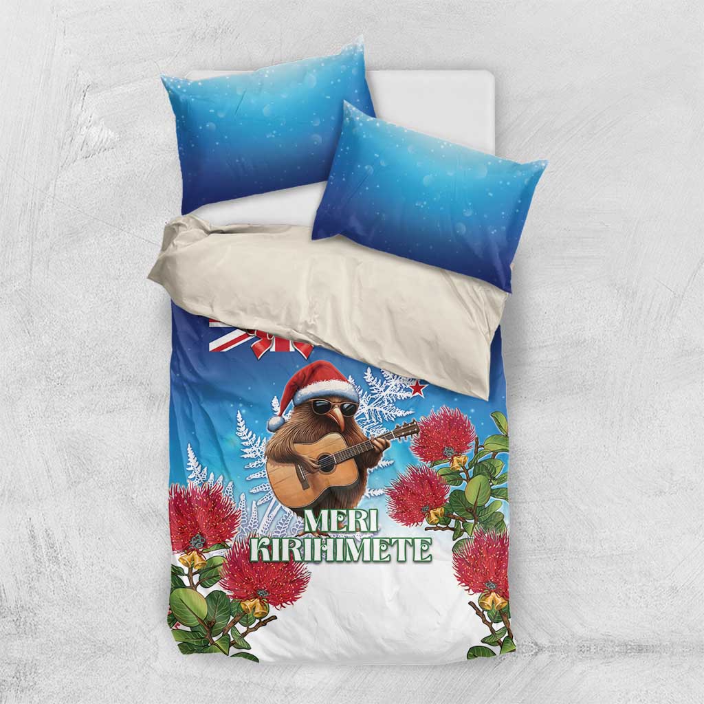 New Zealand Kiwi Christmas Bedding Set Xmas Vibe LT05 US Twin 172cm x 218cm Blue - Polynesian Pride