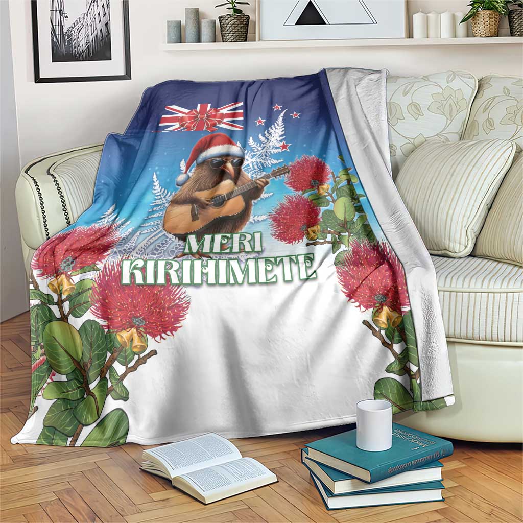 New Zealand Kiwi Christmas Blanket Xmas Vibe LT05 Blue - Polynesian Pride