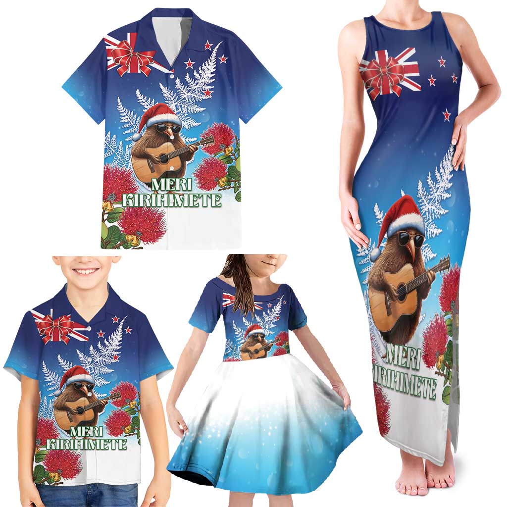 New Zealand Kiwi Christmas Family Matching Tank Maxi Dress and Hawaiian Shirt Xmas Vibe