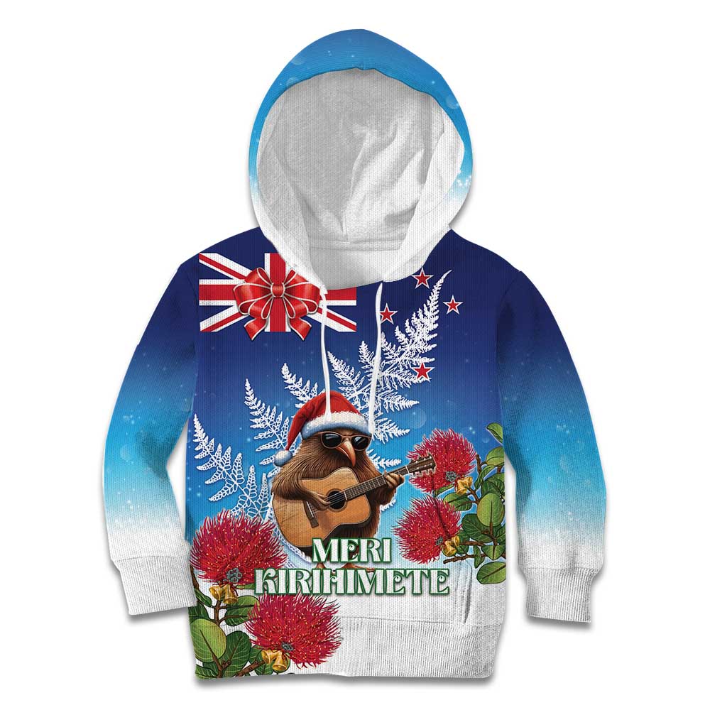 New Zealand Kiwi Christmas Kid Hoodie Xmas Vibe LT05 Hoodie Blue - Polynesian Pride