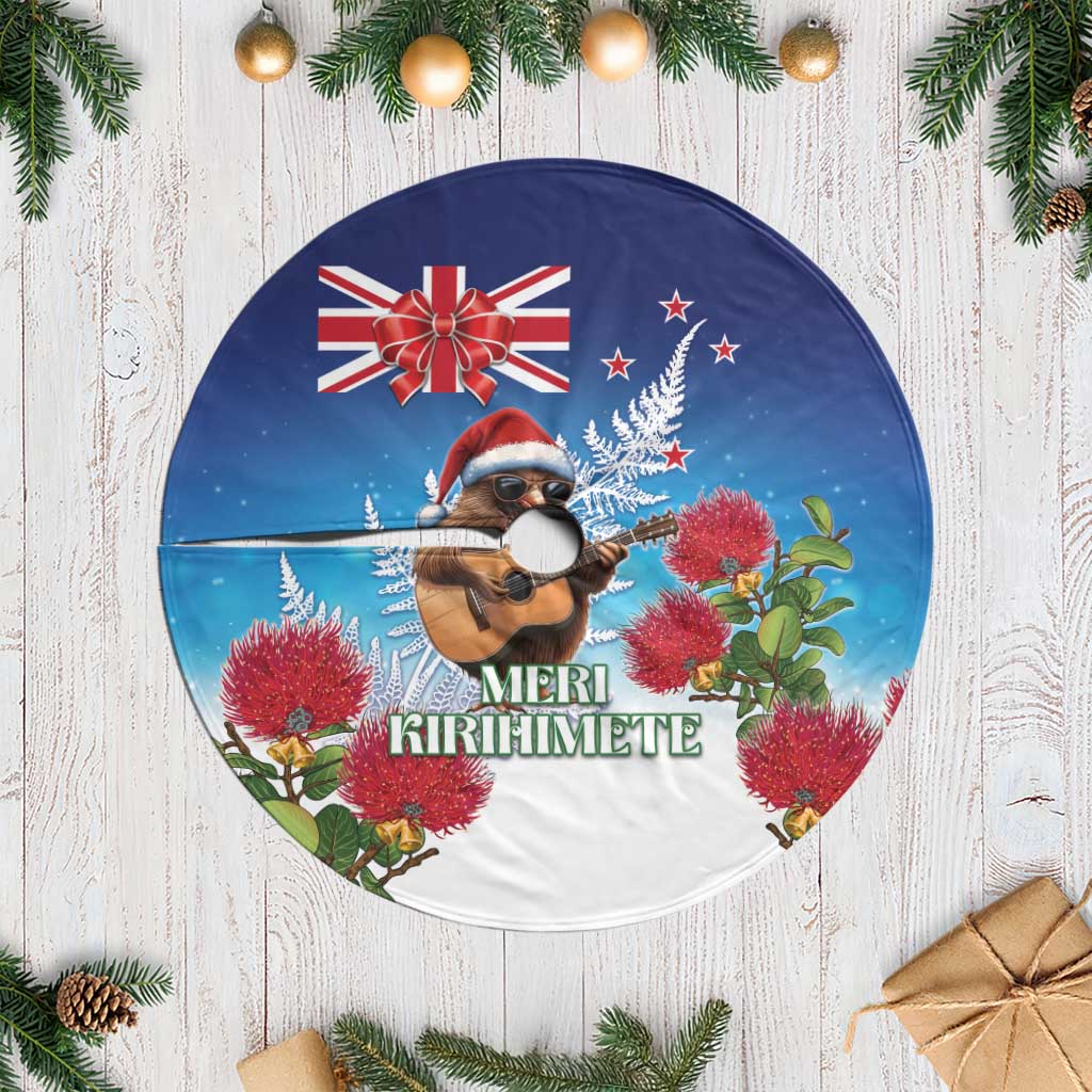 New Zealand Kiwi Christmas Tree Skirt Xmas Vibe LT05 Casual Blue - Polynesian Pride