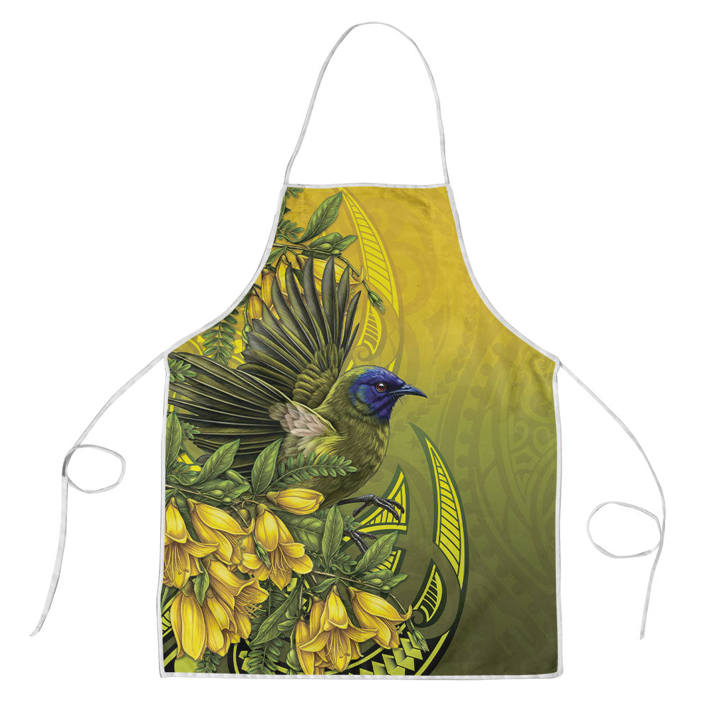 New Zealand Bellbird Apron With Kowhai Flowers LT05 Yellow - Polynesian Pride