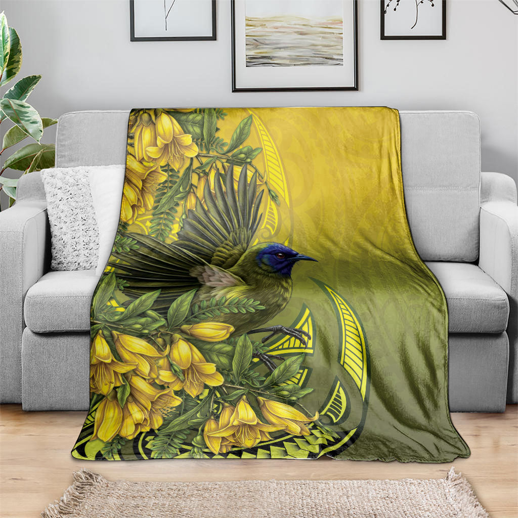 New Zealand Bellbird Blanket With Kowhai Flowers LT05 - Polynesian Pride