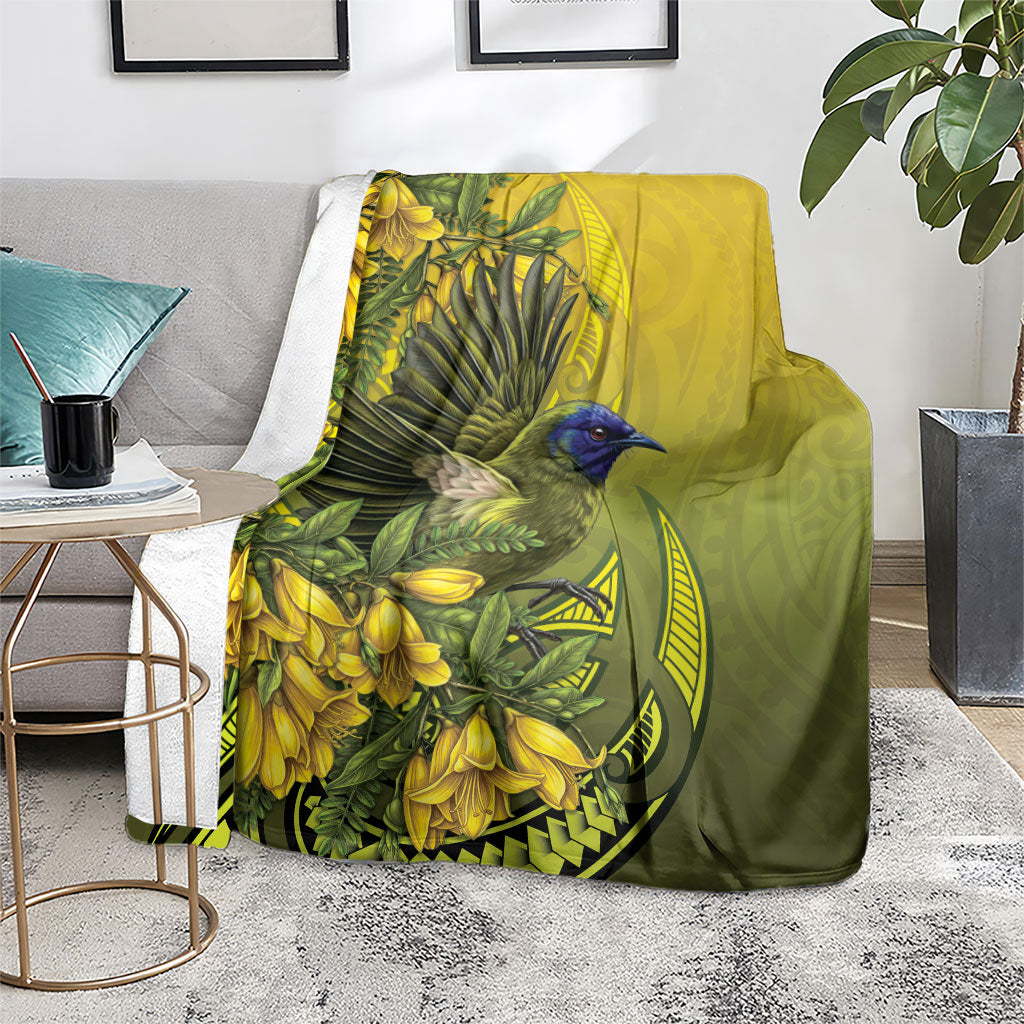New Zealand Bellbird Blanket With Kowhai Flowers LT05 - Polynesian Pride