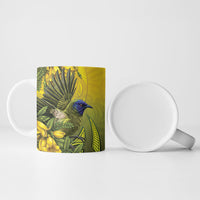 New Zealand Bellbird Ceramic Mug With Kowhai Flowers LT05 - Polynesian Pride