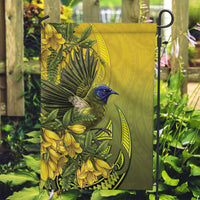 New Zealand Bellbird Garden Flag With Kowhai Flowers LT05 Garden Flag Yellow - Polynesian Pride