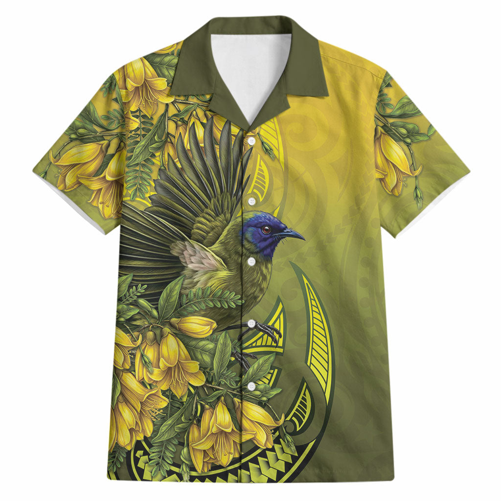 New Zealand Bellbird Hawaiian Shirt With Kowhai Flowers LT05 Yellow - Polynesian Pride