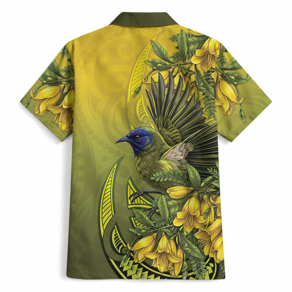 New Zealand Bellbird Hawaiian Shirt With Kowhai Flowers LT05 - Polynesian Pride