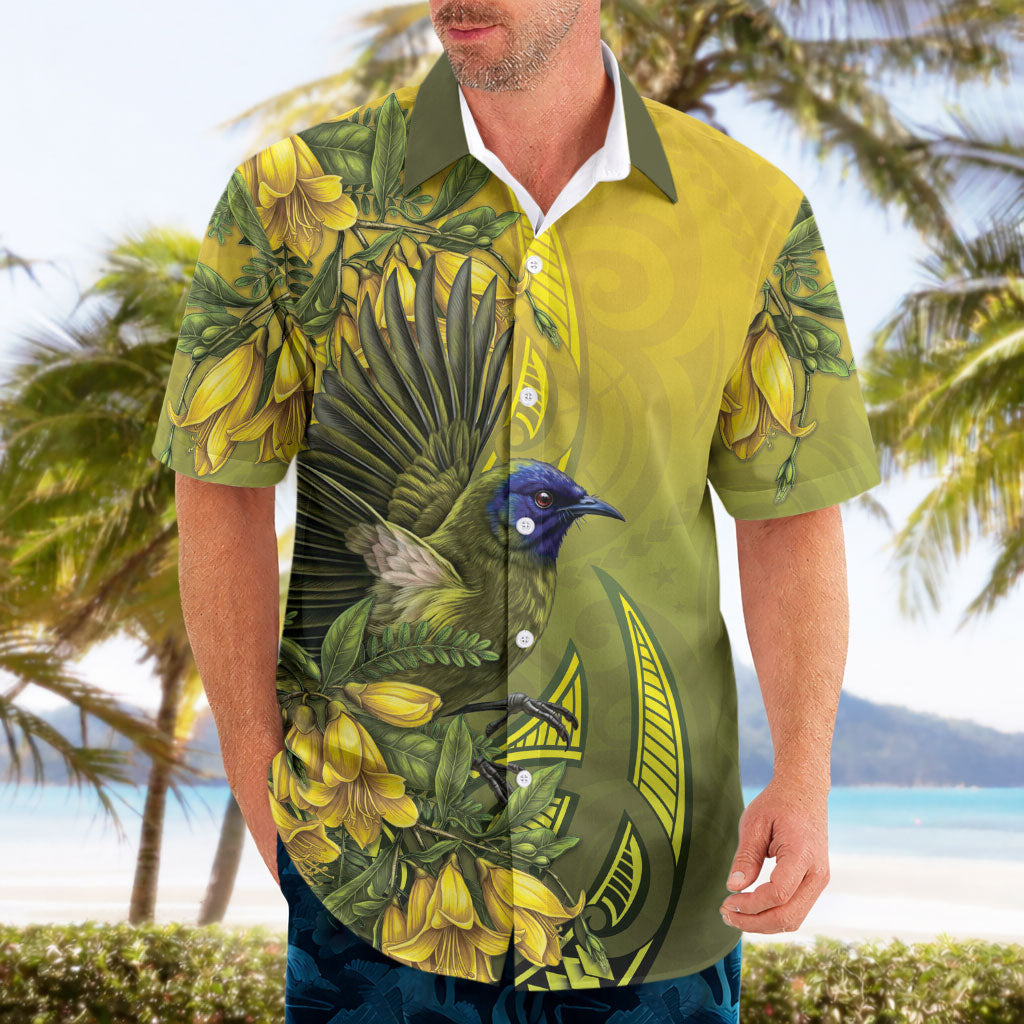 New Zealand Bellbird Hawaiian Shirt With Kowhai Flowers LT05 - Polynesian Pride
