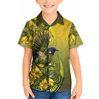 New Zealand Bellbird Hawaiian Shirt With Kowhai Flowers LT05 - Polynesian Pride