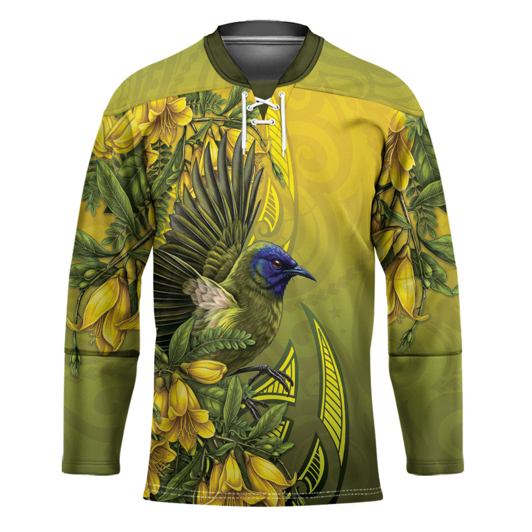 New Zealand Bellbird Hockey Jersey With Kowhai Flowers LT05 Unisex Yellow - Polynesian Pride