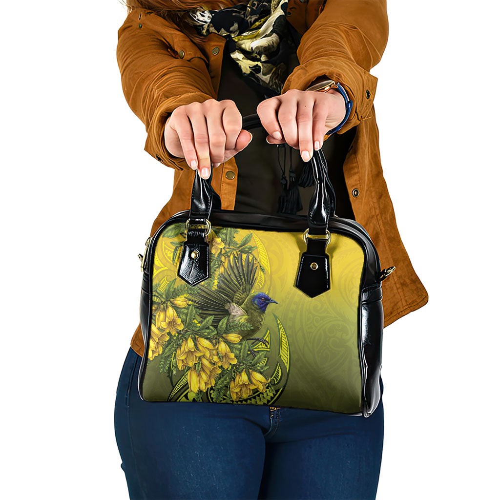 New Zealand Bellbird Shoulder Handbag With Kowhai Flowers LT05 One Size Yellow - Polynesian Pride