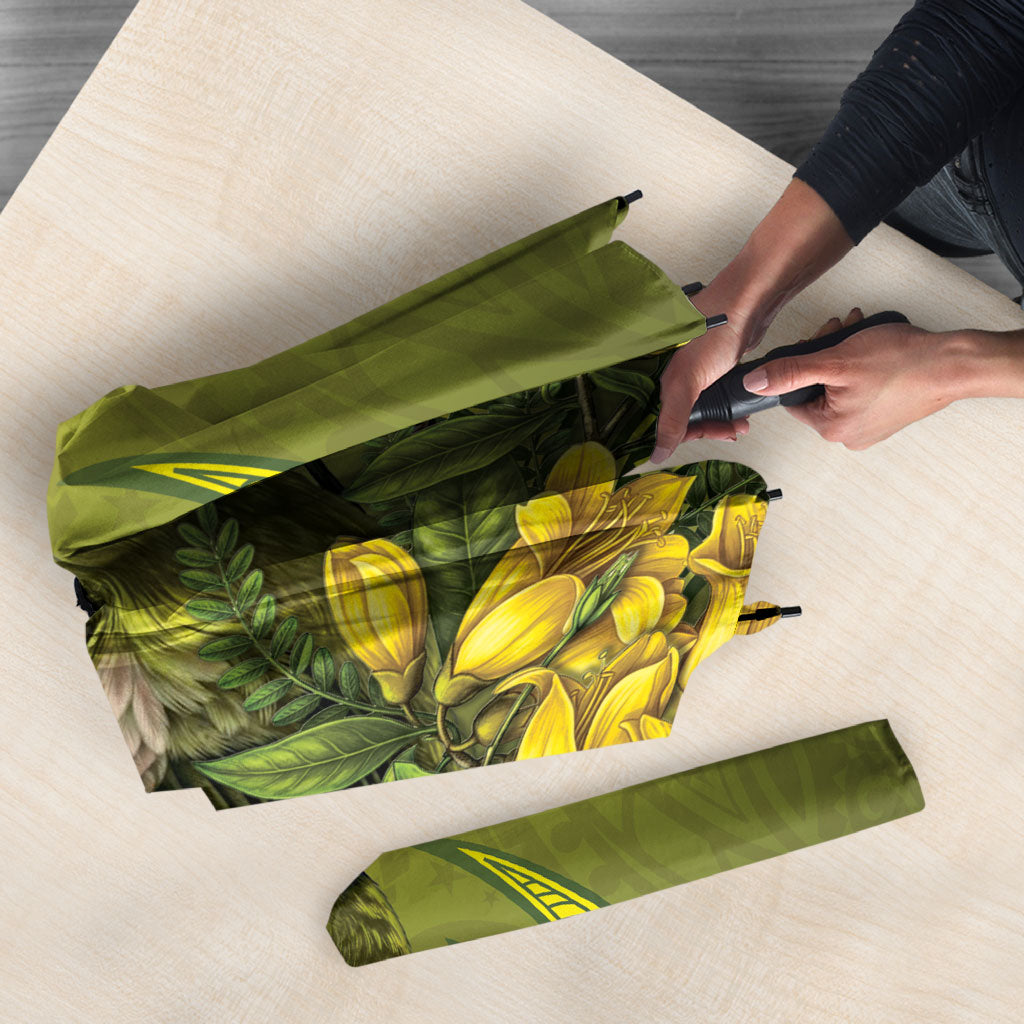 New Zealand Bellbird Umbrella With Kowhai Flowers LT05 - Polynesian Pride