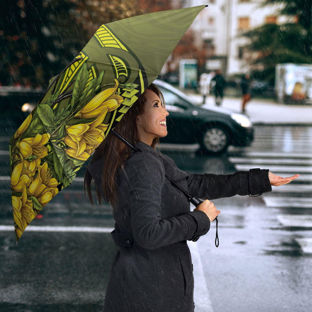 New Zealand Bellbird Umbrella With Kowhai Flowers LT05 - Polynesian Pride