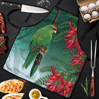 New Zealand Parakeet Bird Apron With Kakabeak Flowers LT05 Teal - Polynesian Pride