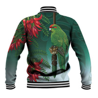 New Zealand Parakeet Bird Baseball Jacket With Kakabeak Flowers LT05 - Polynesian Pride