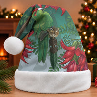 New Zealand Parakeet Bird Christmas Santa Hat With Kakabeak Flowers LT05 Without Fur Teal - Polynesian Pride
