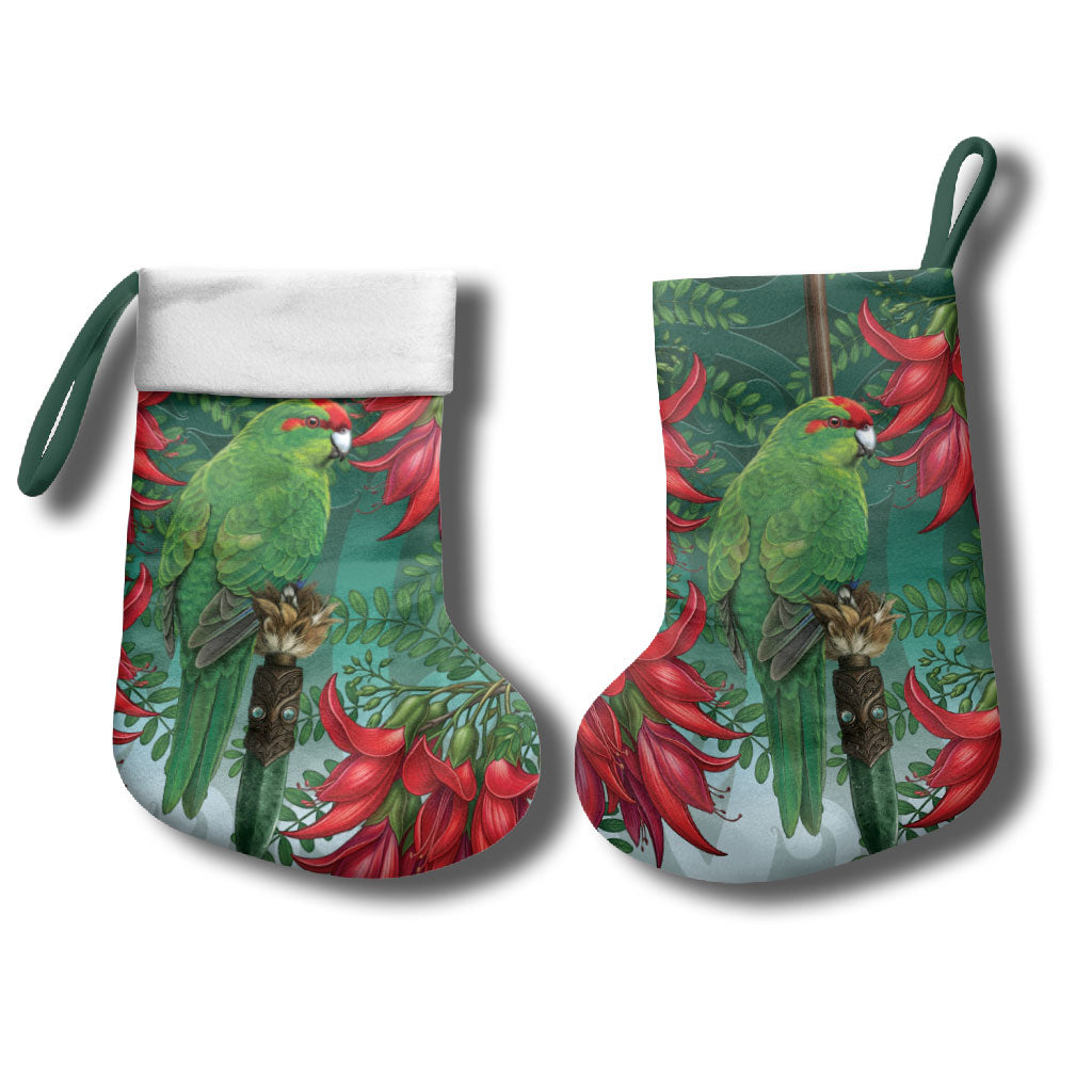 New Zealand Parakeet Bird Christmas Stocking With Kakabeak Flowers LT05 - Polynesian Pride