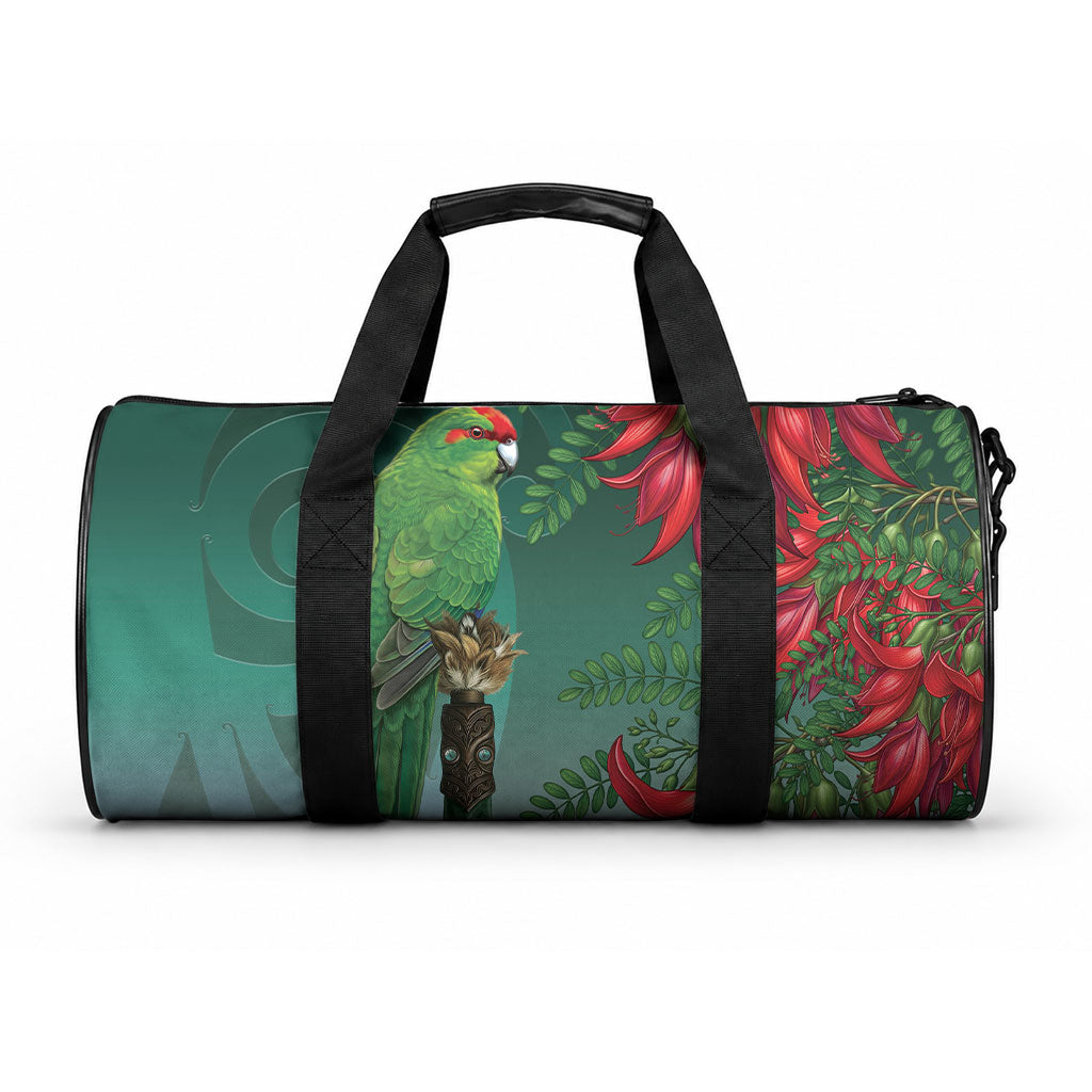 New Zealand Parakeet Bird Duffle Bag With Kakabeak Flowers LT05 One size Teal - Polynesian Pride
