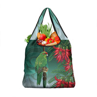 New Zealand Parakeet Bird Grocery Bag With Kakabeak Flowers LT05 1-pack One Size Teal - Polynesian Pride