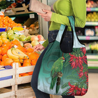 New Zealand Parakeet Bird Grocery Bag With Kakabeak Flowers LT05 - Polynesian Pride