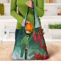 New Zealand Parakeet Bird Grocery Bag With Kakabeak Flowers LT05 - Polynesian Pride