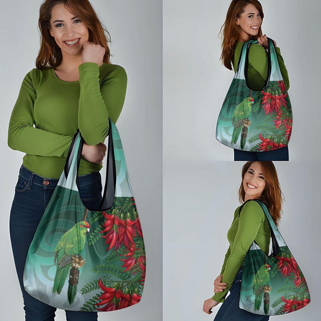 New Zealand Parakeet Bird Grocery Bag With Kakabeak Flowers LT05 - Polynesian Pride