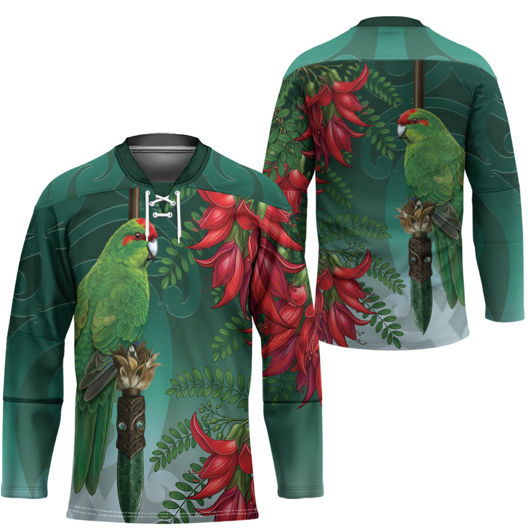 New Zealand Parakeet Bird Hockey Jersey With Kakabeak Flowers LT05 - Polynesian Pride