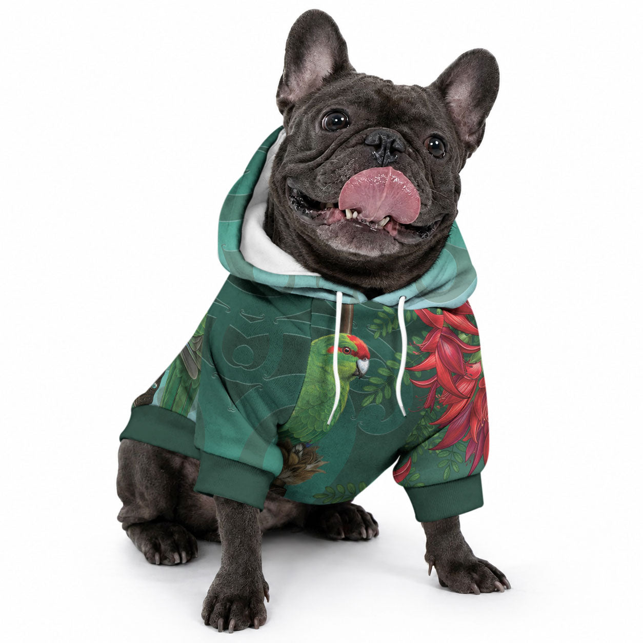 New Zealand Parakeet Bird Pet Hoodie With Kakabeak Flowers LT05 - Polynesian Pride