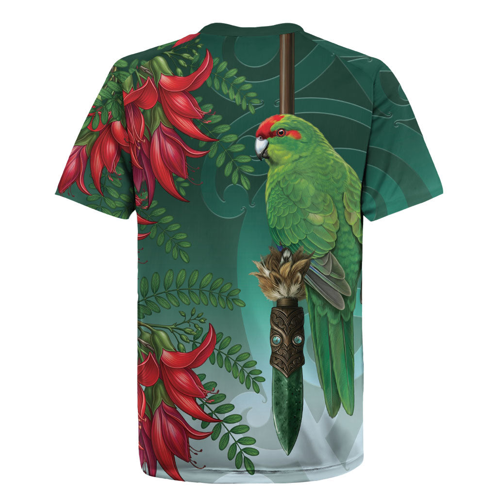 New Zealand Parakeet Bird Rugby Jersey With Kakabeak Flowers LT05 - Polynesian Pride