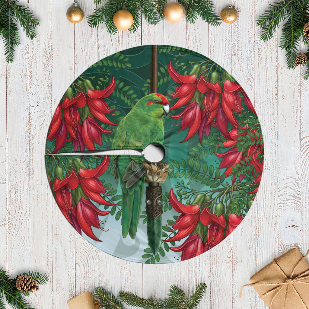 New Zealand Parakeet Bird Tree Skirt With Kakabeak Flowers LT05 Casual Teal - Polynesian Pride