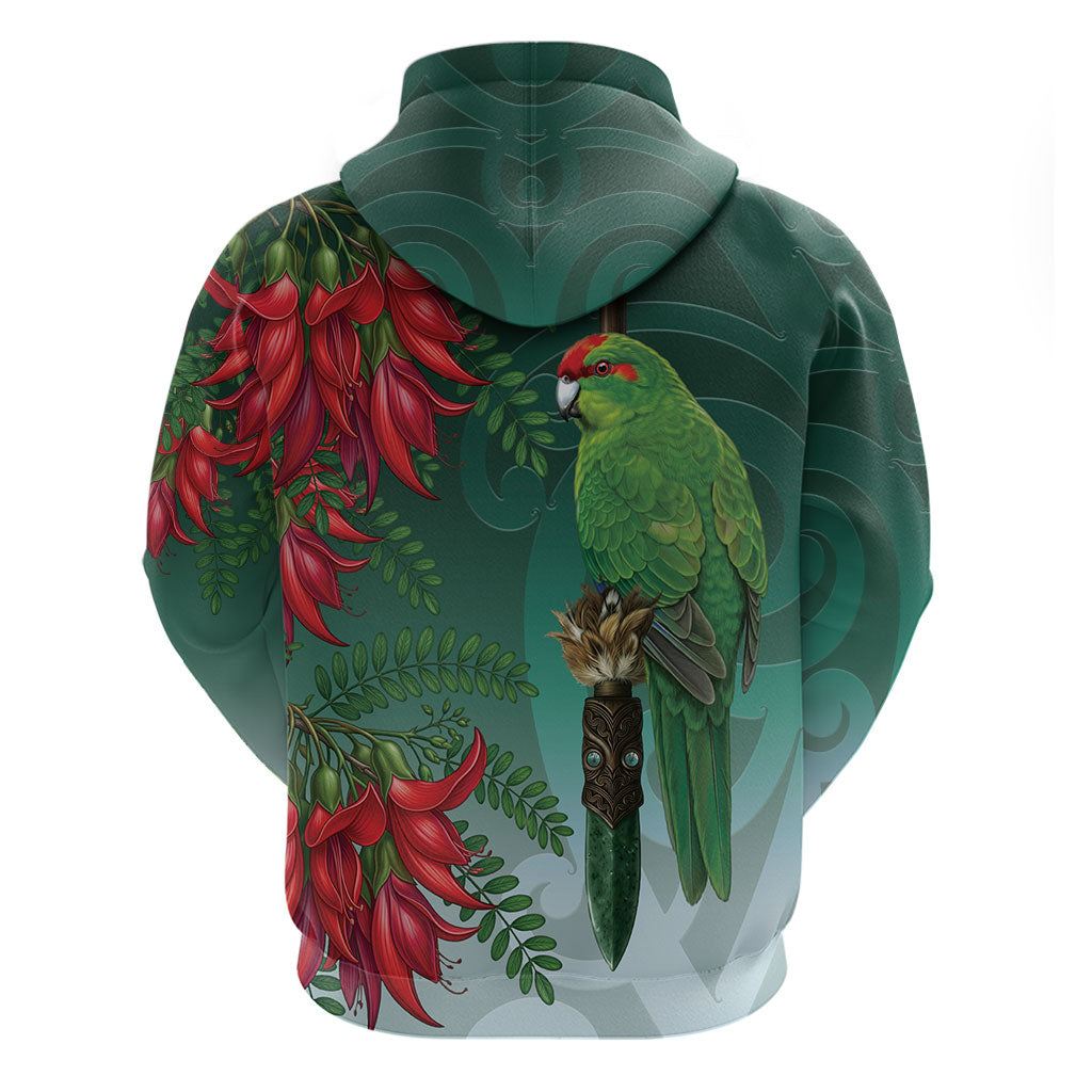 New Zealand Parakeet Bird Zip Hoodie With Kakabeak Flowers LT05 - Polynesian Pride