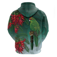 New Zealand Parakeet Bird Zip Hoodie With Kakabeak Flowers LT05 - Polynesian Pride