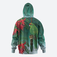New Zealand Parakeet Bird Zip Hoodie With Kakabeak Flowers LT05 - Polynesian Pride