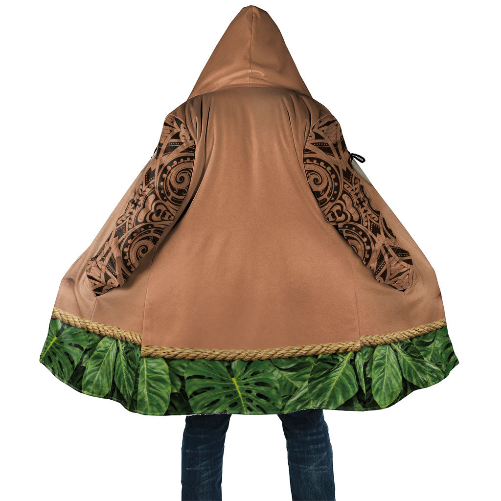 Hawaii Tribal Tattoo Costume Cloak Shark Tooth Necklace Leaf Skirt LT05 Unisex Beige - Polynesian Pride