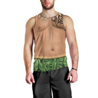 Hawaii Tribal Tattoo Costume Men Tank Top Shark Tooth Necklace Leaf Skirt LT05 - Polynesian Pride