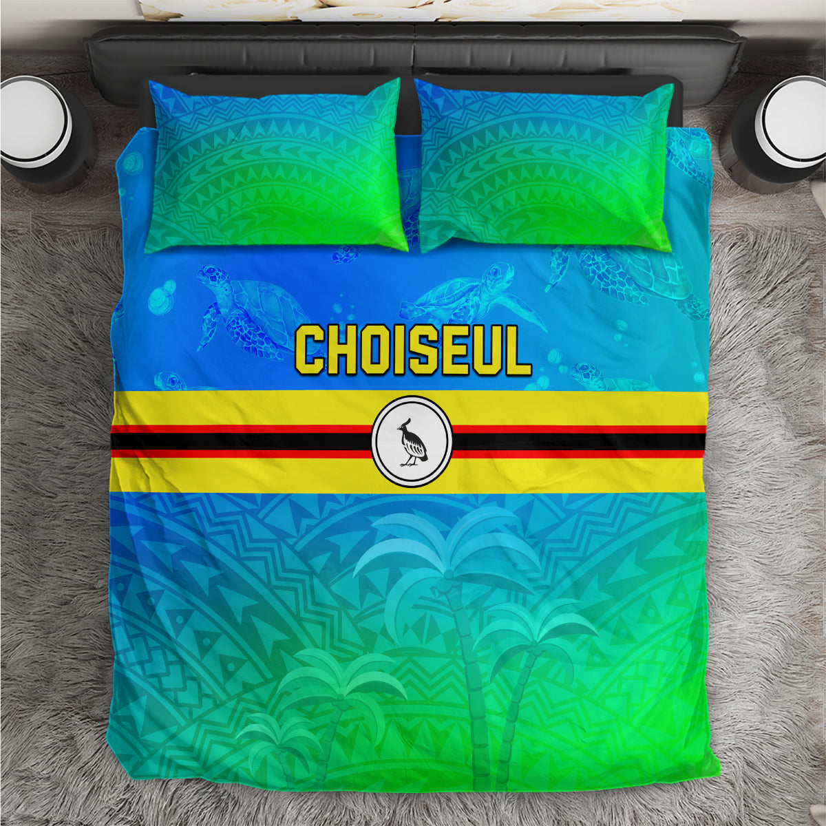 Solomon Islands Choiseul Province Day Bedding Set Sea Turtle Tribal Pattern LT05 Blue - Polynesian Pride