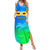 Personalised Solomon Islands Choiseul Province Day Family Matching Summer Maxi Dress and Hawaiian Shirt Sea Turtle Tribal Pattern LT05 Mom's Dress Blue - Polynesian Pride