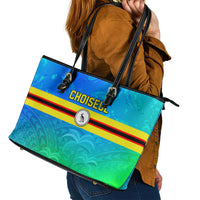 Solomon Islands Choiseul Province Day Leather Tote Bag Sea Turtle Tribal Pattern LT05 - Polynesian Pride