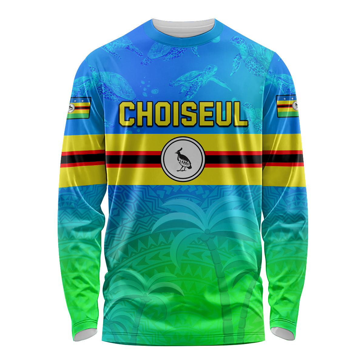 Personalised Solomon Islands Choiseul Province Day Long Sleeve Shirt Sea Turtle Tribal Pattern LT05 Unisex Blue - Polynesian Pride