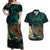 Personalised New Zealand Tamaki Herenga Waka Festival Couples Matching Off Shoulder Maxi Dress and Hawaiian Shirt Maori Pattern LT05 Dark Turquoise - Polynesian Pride