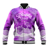 Personalised Pasifika Festival Baseball Jacket Violet Tropical Turtle LT05 Unisex Violet - Polynesian Pride