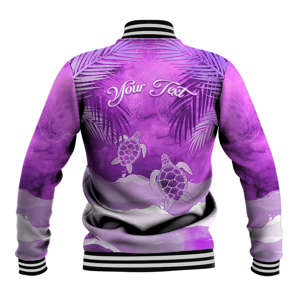 Personalised Pasifika Festival Baseball Jacket Violet Tropical Turtle LT05 - Polynesian Pride
